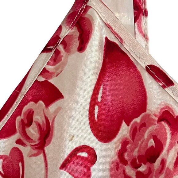Vtg Private Luxuries S Satin Chemise Mini Slip Dress Heart Floral Rose 90s Y2K - Picture 5 of 7
